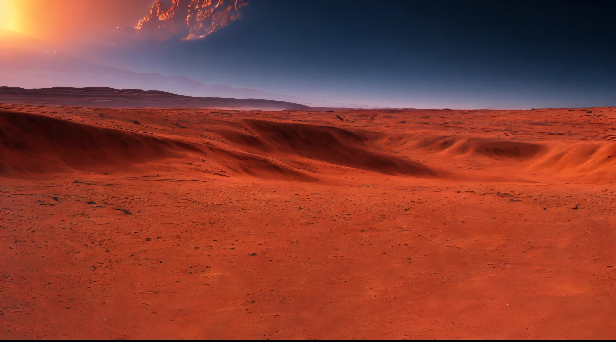 PERFECT MASTERPIECE, EXTREMELY DETAILED CG UNITY 32K UHD QUALITY RESOLUTION WALLPAPER, EXTREMELY DETAILED, HYPER-REALISTIC, EXTREMELY DETAILED CINEMATIC LANDSCAPE PHOTOGRAPHY, RED PLANET MARS