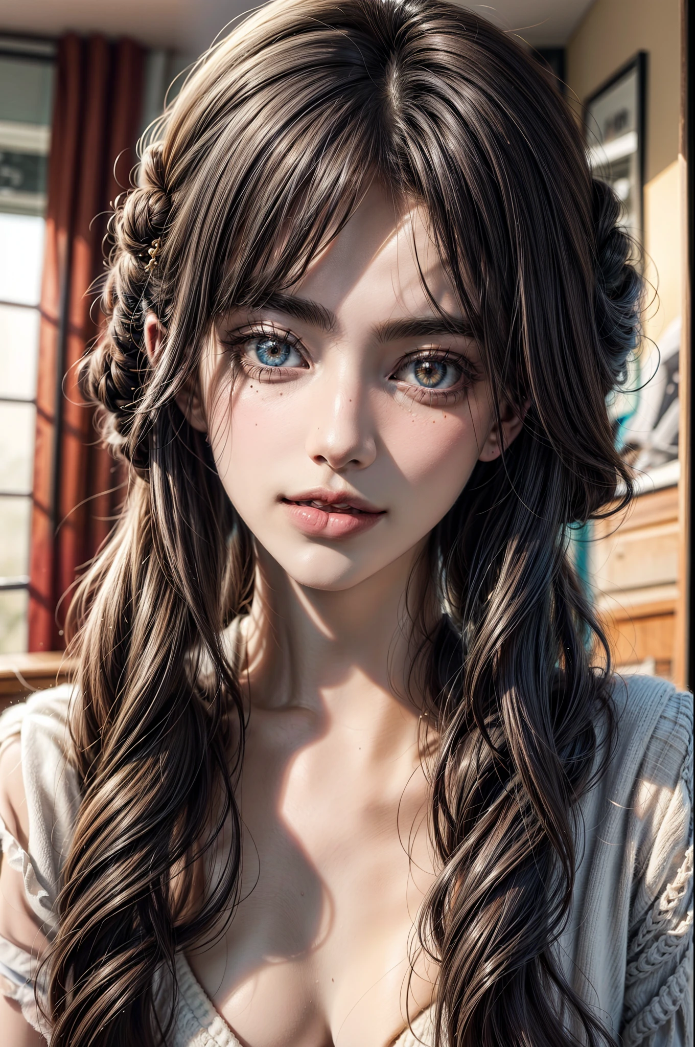 Dibujo de una mujer con cabello largo y cabello colorido., hermosas ilustraciones digitales, impresionante ilustración digital, magnífico arte digital, Una hermosa ilustración artística., hermosas obras de arte digitales, hermoso arte digital, exquisita ilustración digital, pintura digital intrincada, Arte digital muy hermoso., pintura digital vibrante, beautiful magnífico arte digital, cabello suelto psicodélico, pintura digital colorida, arte digital inspirador, arte digital estilizado