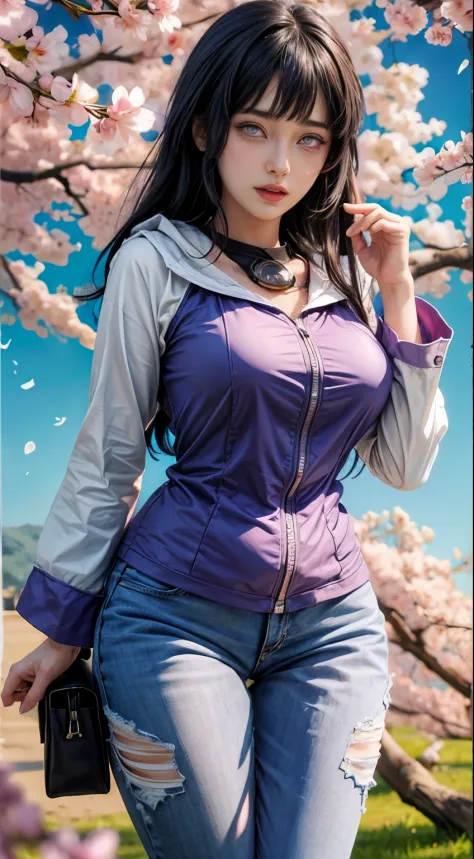 1girl ,Hinata Hyuga ,anime from realistic , quality detail , beutiful eyes , face hair ,perffect detail , realive detail , reali...