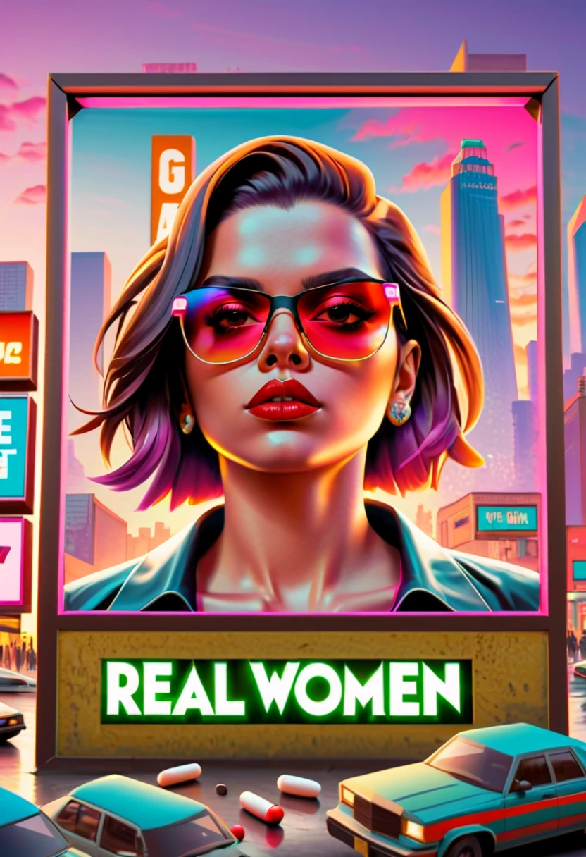 Capsuled, pillis, GTA style txt that says, " real women exist ", GTA faces inside a framed capsuled pills, framed, " real women exist " ..(best quality,4k,8k,highres,masterpiece:1.2),ultra-detailed,(realistic,photorealistic,photo-realistic:1.37),illustration,detailed GTA faces inside a framed capsuled pills, cityscape, GTA faces inside a framed capsuled pills, framed, vibrant colors,natural lighting,gritty textures,lively atmosphere,portraits,,late afternoon,contrast,highly detailed sign,street art, GTA faces inside a framed capsuled pills, empowering,confident,dynamic pose,red lipstick,cool sunglasses,street fashion,tattoos,graffiti wall,multiple layers of buildings,crowded streets,neon lights,GTA-inspired architecture,fast cars,racing,action-packed,adventurous,high-rise buildings,towering skyscrapers,bustling city life,traffic jam,reflection on wet pavement,nighttime ambiance.