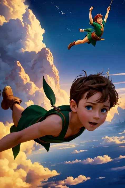masterpice film of peter pan flying in the sky