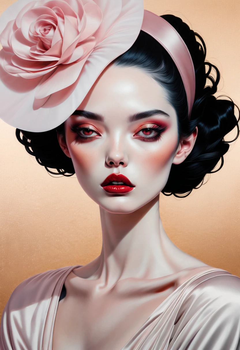 chiaroscuro technique on  illustration of an elegant , retro and vintage ,silky eerie, matte painting, by Hannah Dale, by Harumi Hironaka, extremely soft colors, vibrant, pastel, highly detailed, digital artwork, high contrast, dramatic, refined, tonal, golden ratio