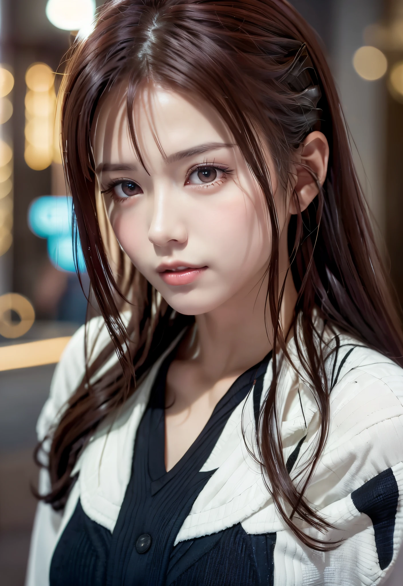 8K, of the highest quality, masutepiece:1.2), (Realistic, Photorealsitic:1.37), of the highest quality, masutepiece, Beautiful young woman, Pensive expression, Thoughtful look, Dressed as a female doctor, Hair tied back, Messy mood, Cinematic background, Tired, Light skin tone