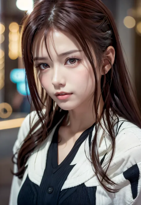 8K, of the highest quality, masutepiece:1.2), (Realistic, Photorealsitic:1.37), of the highest quality, masutepiece, Beautiful young woman, Pensive expression, Thoughtful look, Dressed as a female doctor, Hair tied back, Messy mood, Cinematic background, T...