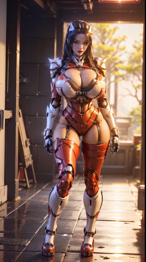 (NSWF:1.7), (REALISTIC SEXDOLL:1.5), (super detailed face), ((BIG BUTTOCKS, WET HUGE BREASTS:1.5)), (CLEAVAGE TOP:1.5), (MUSCLE ABS FEMALE:1.4), (MECHA GUARD ARM:1.4), ((WEAR RED OVERWATCH MECHANICAL ARMOR CROPTOP, BLACK MECHANICAL SKINTIGHT SUIT PANTS, ME...