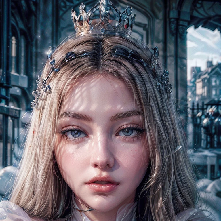 (masterpiece,High quality,Top quality,super detail, best quality ,)1women,beautiful beautiful,Tall, facial details,Pale white skin,skin details,ice Queen,queen,ice,crown full body,skin details,