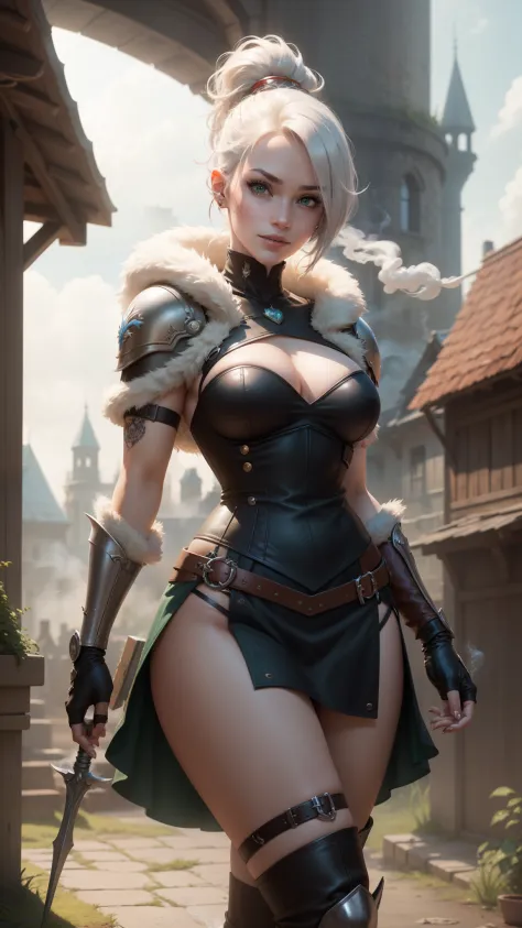 gwen tennyson,yorha 2b,tracer,rebecca chambers,overwatch,atelier ryza,close up,castle under siege,tattoos,orange and white plugsuit,steel short sleeve viking top,leather short sleeve valkyrie armor,steel tight skirt,white viking corset,ponytail hair,battle...