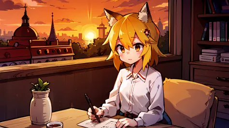 a  girl, fox ears, 4k image, soviet union, ussr, soviet atmosphere