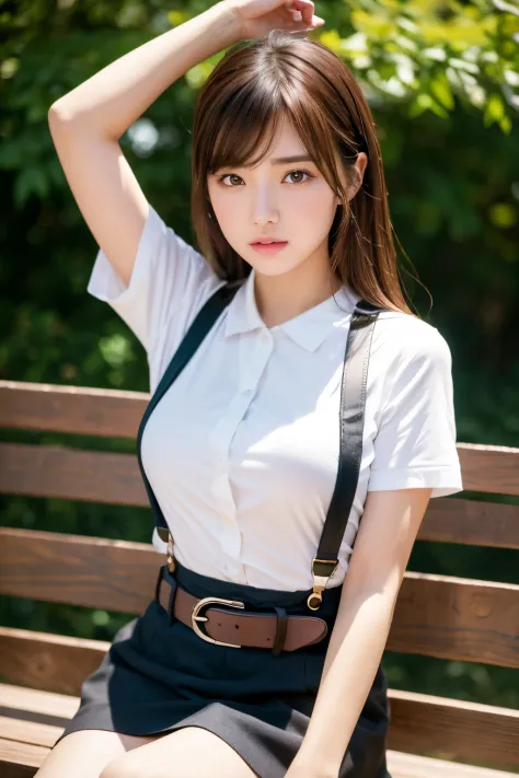 ​masterpiece、top-quality、The ultra -The high-definition、、colourfull、flat-colors、depth of fields、lens flare 1 girl、、Brown hair、Rack cutter shirt seen by viewers　a belt　black suspenders　Social OL　　　ample bosom　a miniskirt　　 Face sitting
Waiting to start　 Arm...