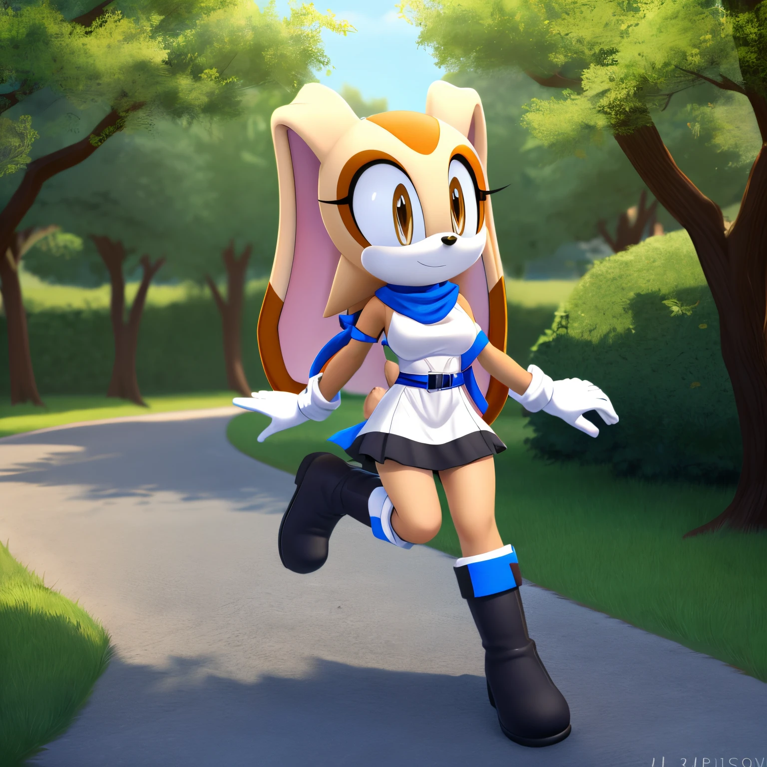 Sonic the hedge girl running down a path in a park - SeaArt AI