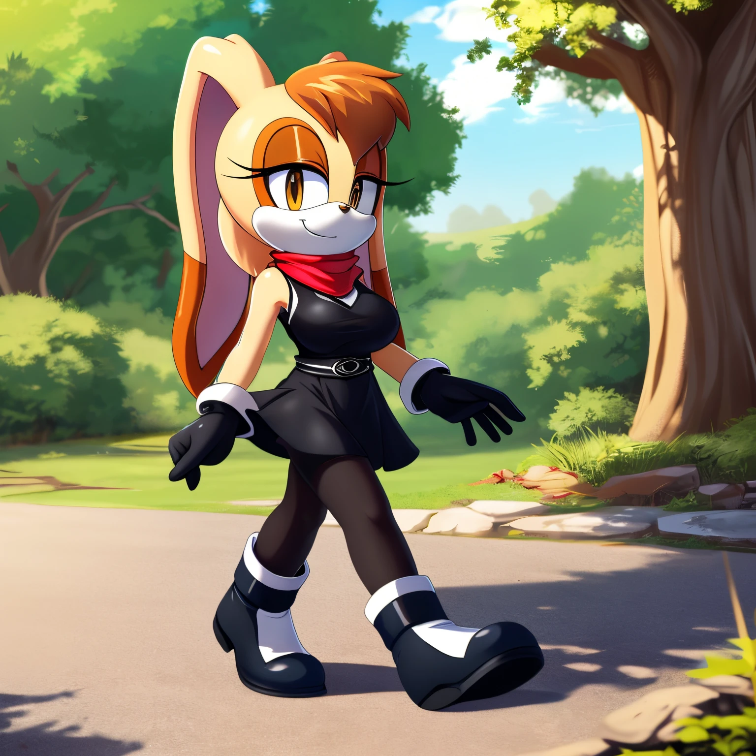 Sonic the hedge girl walking down the street - SeaArt AI