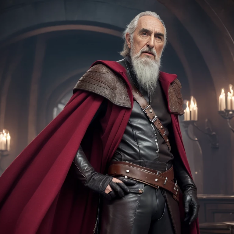 Comte Dooku, Guerres des étoiles, Un aîné avec une longue barbe et des cheveux blancs, avec un visage serein rides, je cherche à produire, corps plus âgé faible, maigre os poilu, corps nu, sa chemise était ouverte pour révéler les rides de son ventre, son poil plus âgé et sa poitrine faible, bras jambes cou mains pieds maigre vieux et faible, bottes noires, Cape rouge, culottes et gants cuir, timide et rougit, je souhaite le baiser en bas gay, Allongé sur un vaisseau spatial, étoiles lys,chef-d&#39;œuvre,Images 4K,meilleure qualité