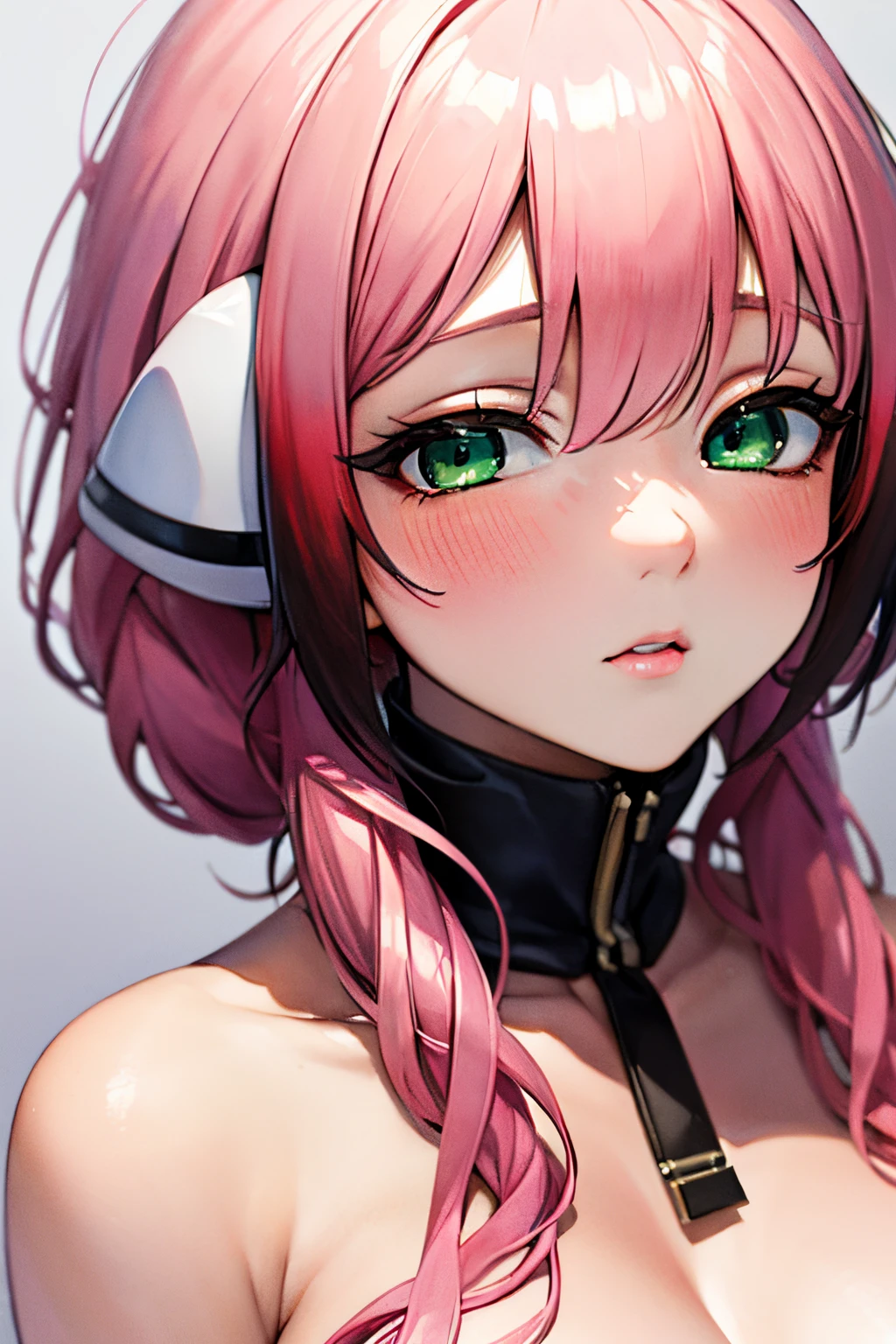 ikaros, ahoge, pink hair, gradient hair, (green eyes:1.5), hair between eyes, low twintails, multicolored hair, pink hair, sidelocks, twintails, (masterpiece), delicate, extremely detailed, (watercolor), blooming, illustration, (1girl:1.4), (solo:1.2), (beautiful eyes, shiny eyes, pink eyes, half-closed eyes), (fluffy hair), photography, Studio Quality, Fisheye Lens, (best quality, glowing light, blushed, glistening, shiny skin, ultra detailed), (naked, big natural breasts, seductive pose, breast. boobs, whole body), sexy, (detailed background, complex background, blue sky, angels, heaven), (perfect face, detailed face, detailed eyes,perfect hands,perfect fingers), cowboy shot, ((8k wallpaper))