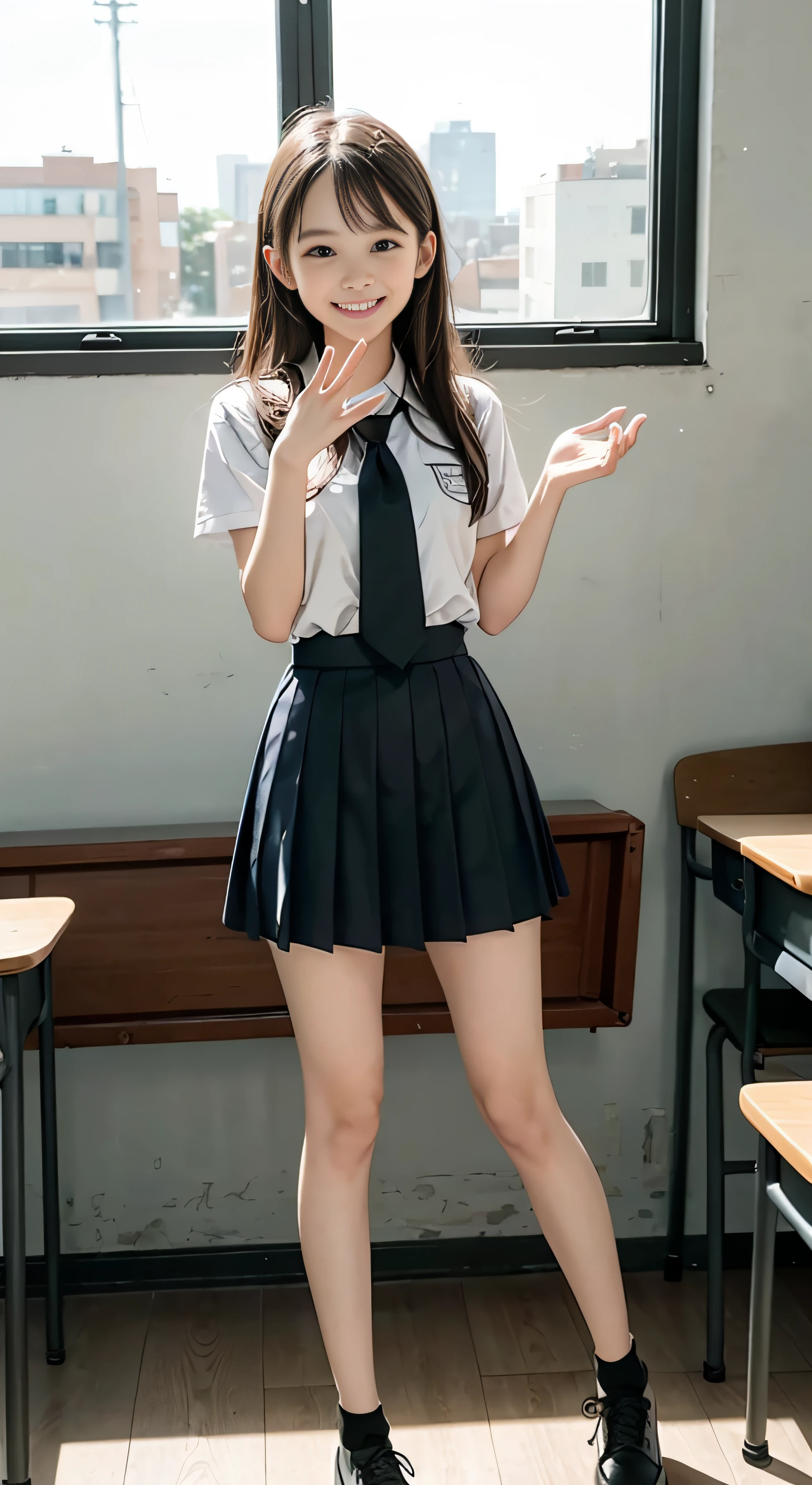 Arafed asian woman in a school uniform posing for a picture - SeaArt AI