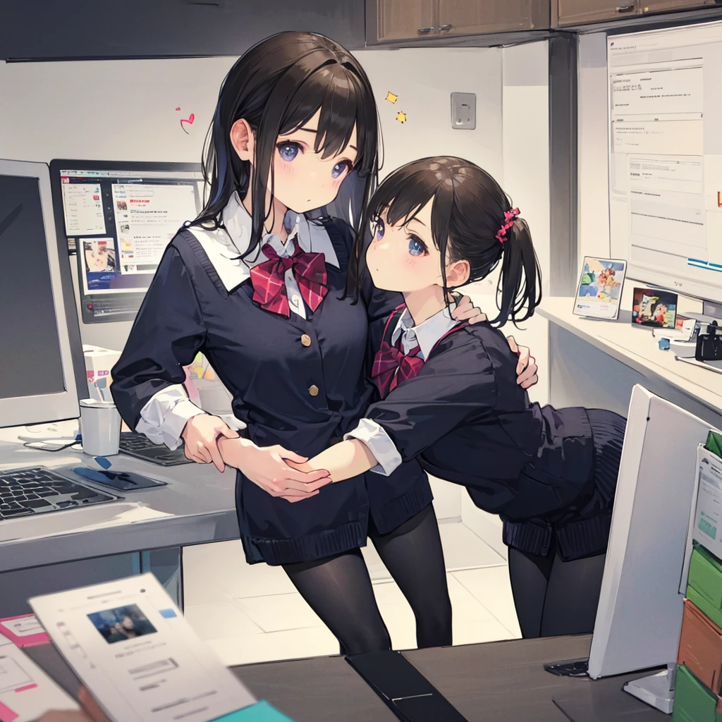 Officelady、Black jacket、Black tight skirt、White blouse、Black tights、High pumps with black heellack hair、s Office、lana、Beautiful woman、gazing at viewer、Looking here、hight resolution、top-quality、full body Esbian、animations、illustratio、Ultra-detailed delicacy