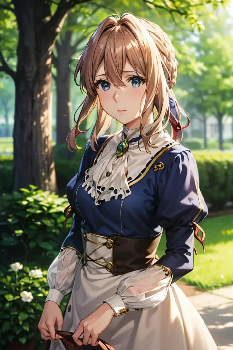 Violet Evergarden,masutepiece, Best Quality, 1girl in, Solo, Blonde hair, Blue eyes, hair between eye, Looking at Viewer, bow ri...