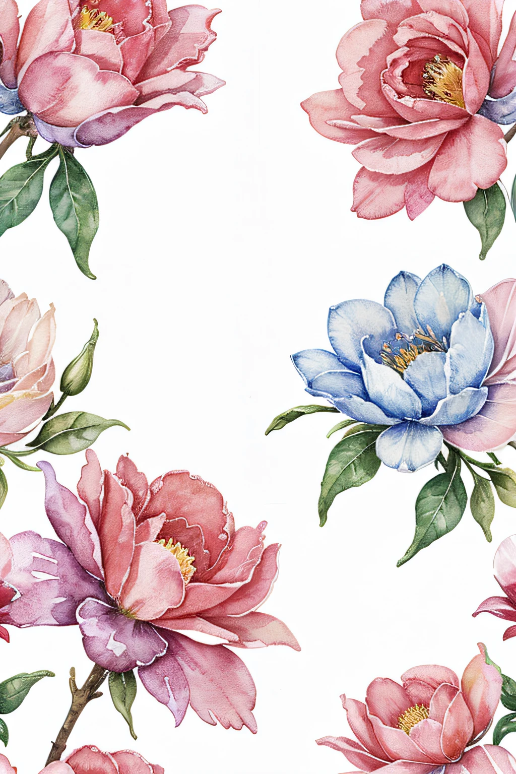 Wonderland of flowers - seamless watercolor - tiles