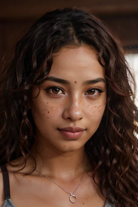 beautiful and cute brown skin girl looking like christian serratos, 8K, RAW photo, highest quality),(epic realistic:1.5), (detailed eyes:0.8),(looking at the camera:1.4), (highest quality), (best shadow),intricate details,cinematic,((skin:1.4)),interior, (...