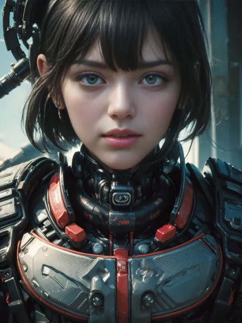 ((masterpiece photographic portrait )), ((beautiful cybernetic cyberpunk girl)), ((highly detailed face)), ((fringe and bangs mu...