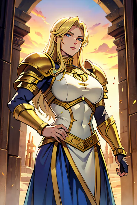 Cirene, Na mitologia grega, a blonde human warrior with a defined and very strong physique. Cyrene is a woman who wears armor.