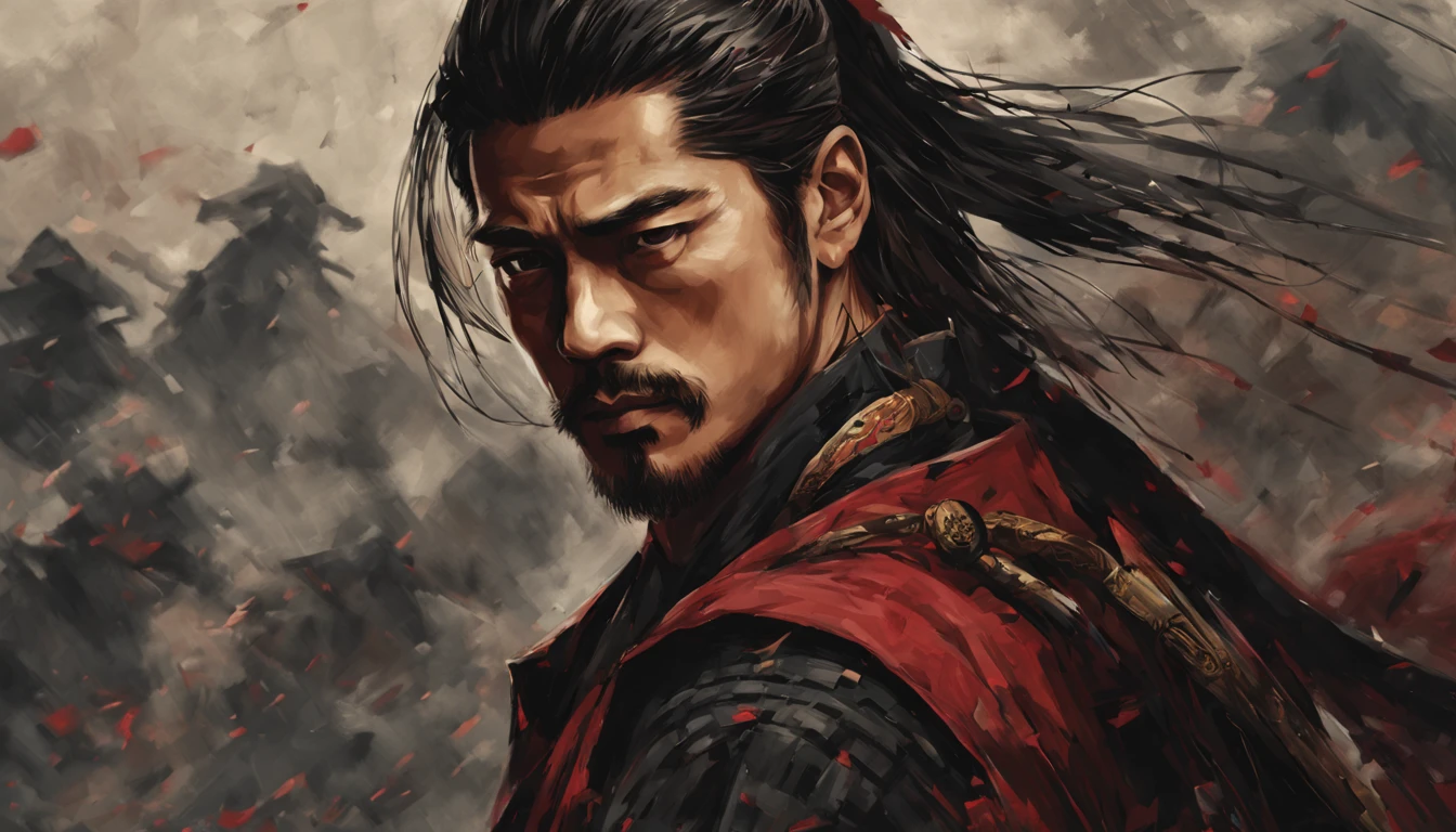 Jovem comandante militar Oda Nobunaga,Masculinidade de Brad Pitt,acima do rosto,Estilo de arte,melhor qualidade,