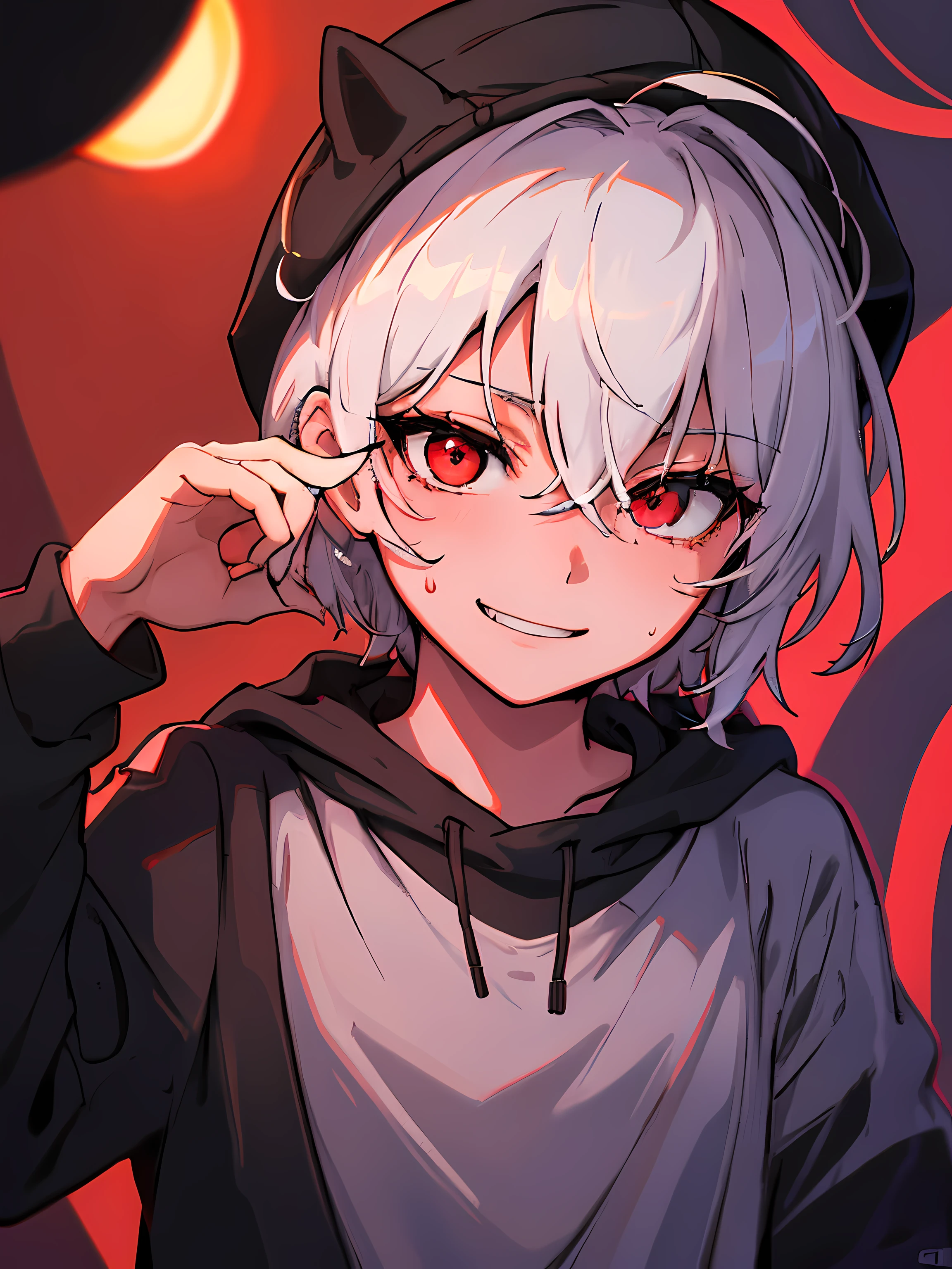 Anime girl with white hair and black cat ears - SeaArt AI