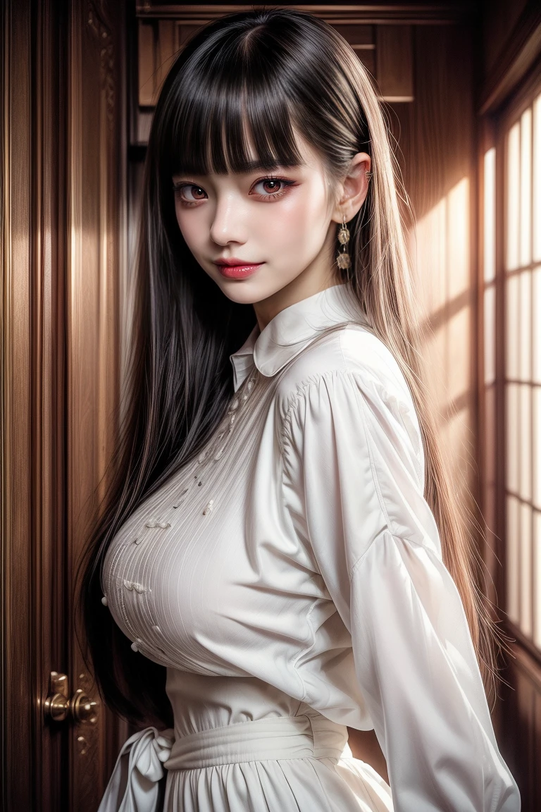 (((Blunt bangs, princess bangs))), (((Very heavy,very voluminous bangs:1.1))),(((Very long, Very heavy,Very voluminous side locks:1.1))),, hime-cut, Hairstyle with straight bangs, Round face with dull bangs, dull with long hair、Bangs are cut straight, (((Full body, thighs thighs thighs thighs))), White background, School uniform, Black jacket,White shirt,10yaers old,infp young woman,Beautiful Finger,Beautiful long legs,Beautiful body, Beautiful nose,Beautiful character design, Perfect eyes, Perfect face,Expressive eyes,Perfect balance, Looking at Viewer,(Focus on her face),Closed mouth, (Innocent_Big_Eyes:1.0),(light_Smile:0.3), Official art,Highly detailed CG Unity 8k wallpaper, Perfect Lighting,Colorful, Bright_front_Face_Lighting,White skin, (masutepiece:1.0),(best_quality:1.0), 超A high resolution,4K,Ultra-detailed, Photography, 8K, nffsw, hight resolution, absurderes:1.2, Kodak Portra 400, Film grain, Blurry background, Bokeh:1.2, Lens Flare, (Vibrant_Color:1.2),professional photograpy, (Beautiful,Large_breasts:1.4), (Beautiful_Face:1.5),(narrow_waist),