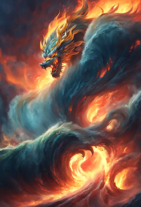(There are no characters, only Huo Zhen) turbulent flow of flames (The best light and shadow), hyper HD, super detailing, Best q...