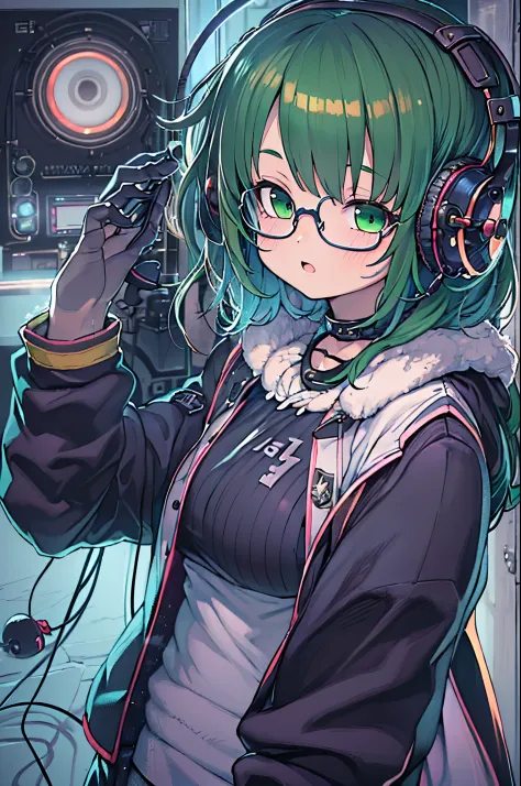 Anime, Deejay Girl, nffsw, DJ Girl, headphones, rave, (Highest picture quality),masutepiece,Best Quality,extremely detailed CG w...