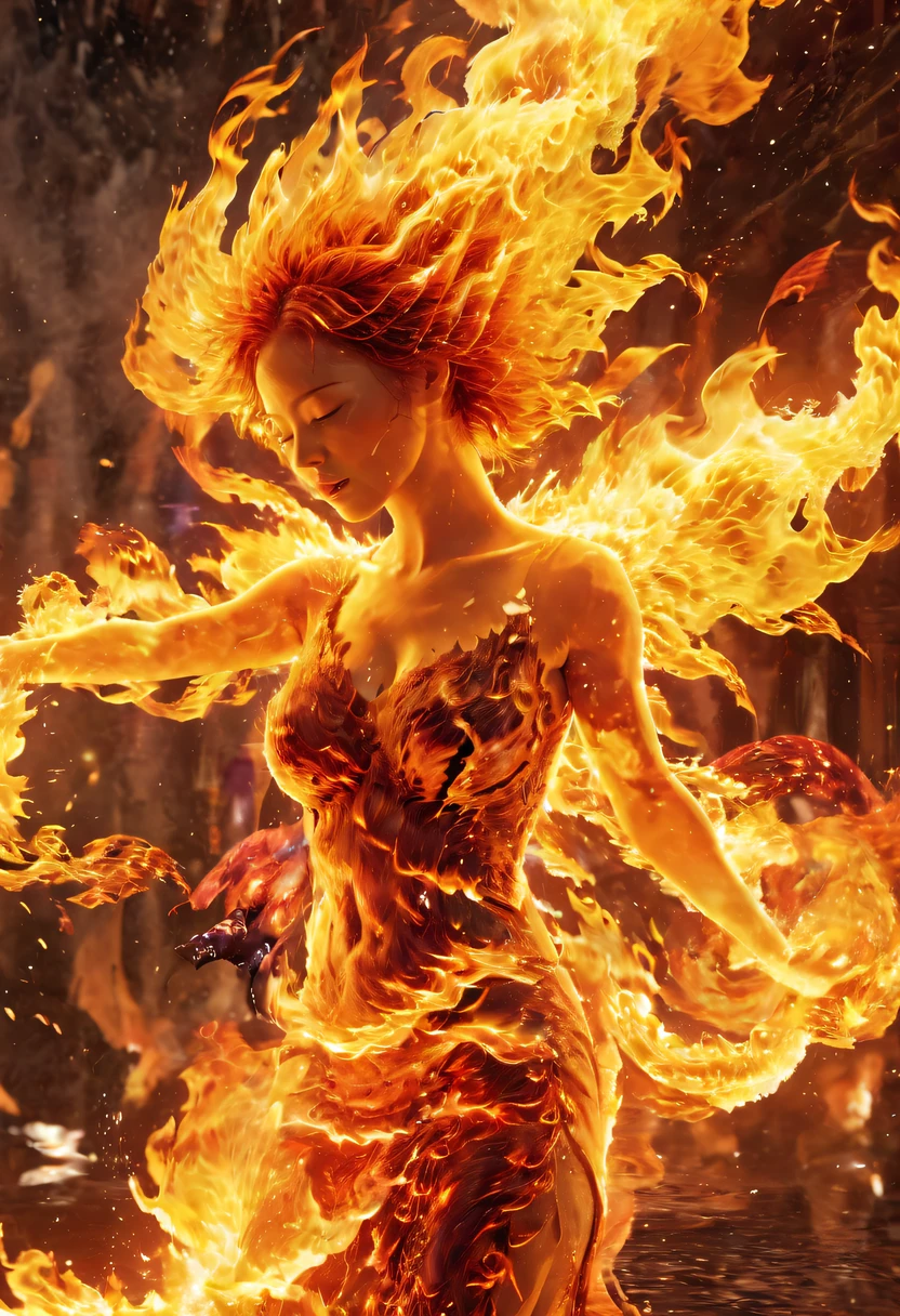 tmasterpiece, Best quality, Detailed pubic hair, A high resolution, (flame/flame/I&#39;m naked，dynamic scene:1.3)，Romantic couple kissing in fire，firestorm, catching fire, strange fantasy images, great skin texture，Magic Array, Cast spells, Fantastical, Purple power, strength, Fiery, meteors,