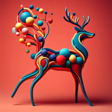 3d Abstract Reindeer