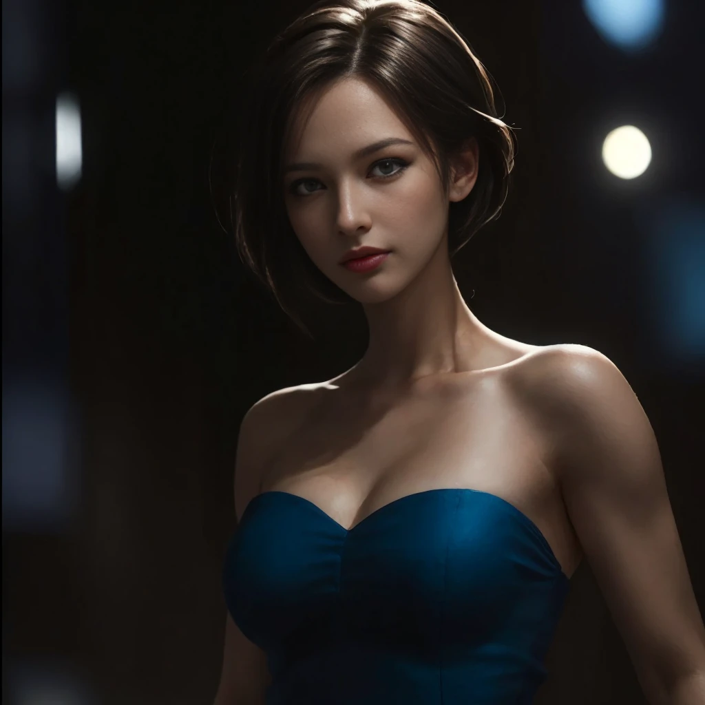 (Jill Valentine:1.1), (perfekte Gesichtszüge:1.1), (schöne detaillierte Augen, schöne detaillierte Lippen, extrem detaillierte Augen und Gesicht, seotorrealistische lange Wimpern:1.37), (ultradetailliert, realistisch), (Porträt, Grusel), (lebendige Farben), (Studiobeleuchtung), (Tonnenweise knuspriger Coreokeh-BH) Ultrarealistische Textur