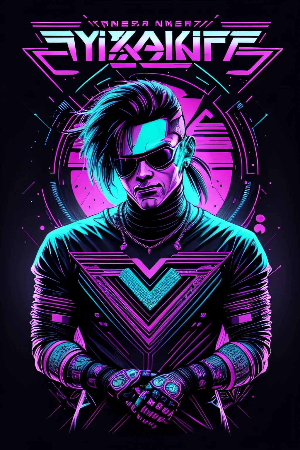 /imagine prompt: Logotipo Cyberpunk 2077,camiseta estampada, Illustration for a sticker with a black background, em estilo de contorno em preto, bordas irregulares, Lixo, sombreamento claro --v 5.2