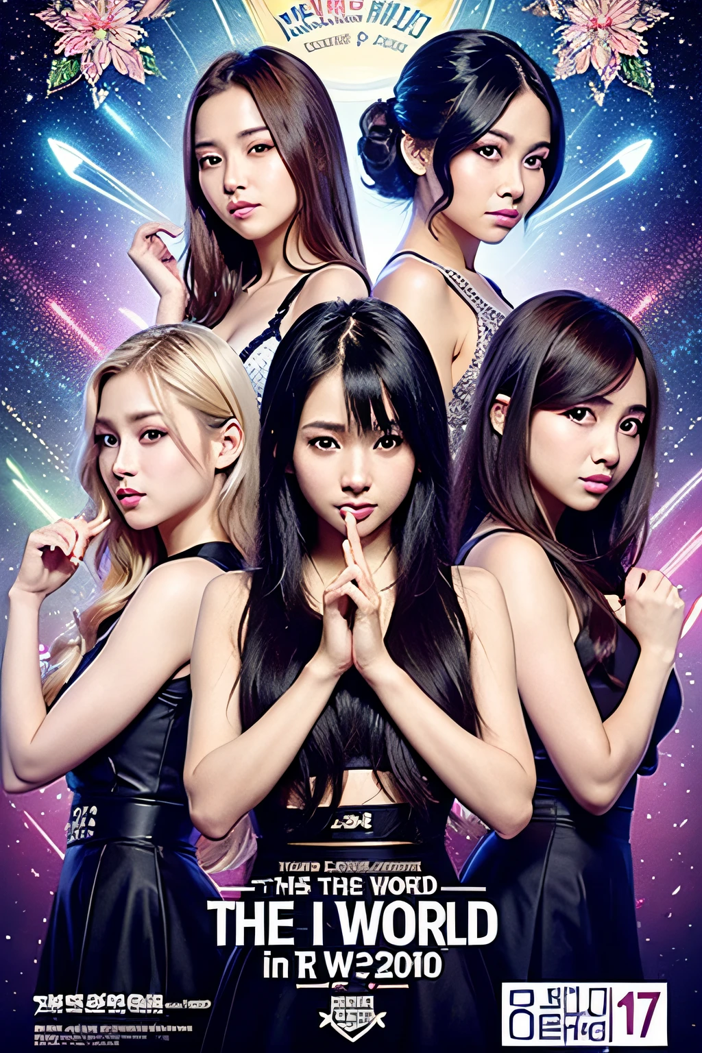 Concert poster, Korean pop girl group, Korean girls, Concert name "Enter the new world", Concert date December 29th, Magical style, The title of the poster "Enter the new world"