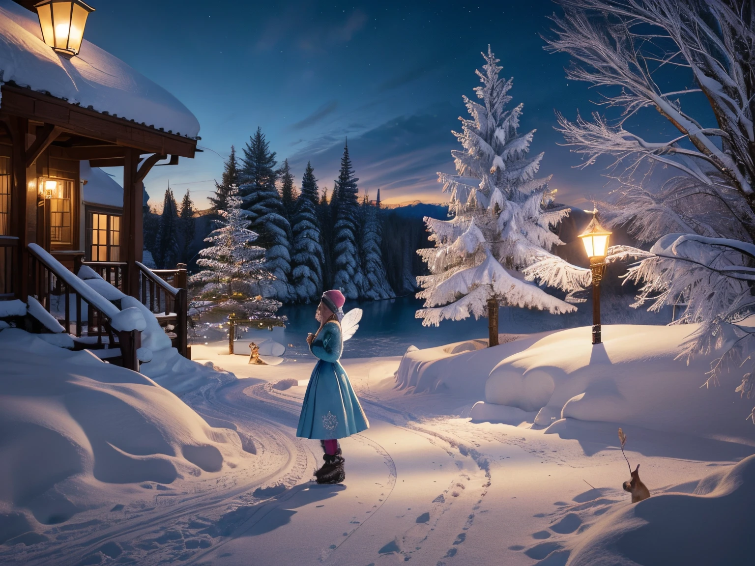 (best quality,4k,8k,highres,masterpiece:1.2),ultra-detailed,(realistic,photorealistic,photo-realistic:1.37),beautiful girl in winter wonderland,sparkling snow,enchanted forest,delicate snowflakes,soft falling snow,breathtaking scenery,luxurious winter coat,rosy cheeks,icy eyelashes,playful smiles,winter boots,frosty breath,cozy earmuffs,fluffy snow-covered trees,glimmering snow-covered ground,glistening icicles on the tree branches,dazzling winter sunlight,crystal-clear blue sky,magical ice palace,small adorable animals,snow rabbits,sweet castle made of candies,delicious candy canes,icing sugar rooftops,colorful macarons,confectionery towers,chocolate water fountain,magical candyland,glowing fairy lights,dreamy snowscape,iridescent winter moonlight,soft pastel color palette
