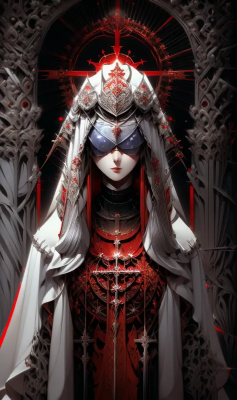 the goddess by shadrach jaroshelev, in the style of gothic futurism, dark white and light red, hyper-detailed illustrations, uhd...