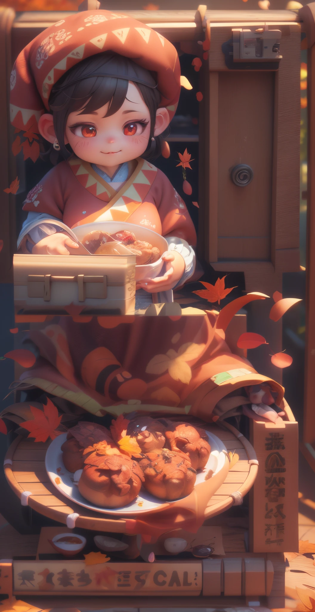 There  a little doll sitting on the table, 🍁 cute big breasts, Cute and detailed digital art, lovely digital painting, Cute 3d rendering, Ultra-detailed rendering, Loepfe Art Style, praise, realistic anime 3D style, Popular topics on cgstation, lofi portrait, detailed cinematic rendering, by Shitao, Animation-style rendering, Anime style 3D