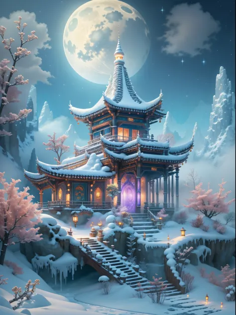 (tmasterpiece),（ultra - detailed：1.3），best quality，(sparkling: 1.2), (winter wonderland in fantasy mythology: 1.4), ((fresh, chi...