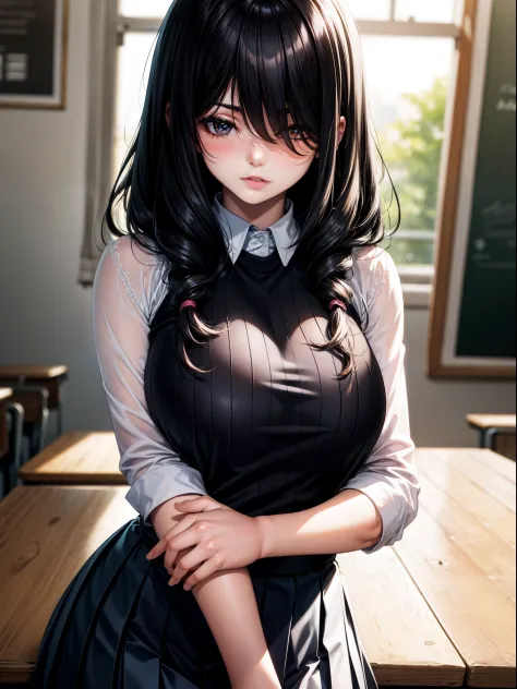 Solo best quality, masterpiece, extremely detailed CG, extremely detailed 8K wallpaper, indoors, in a school clubroom, extremely detailed character ultra-detailed, beautiful, solo girl, perfect face, sharp focus, intricate details, ultra detailed body, ult...