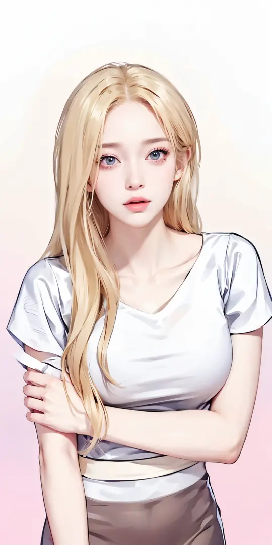 1girl,huge breast, Blonde hair, red eyes, high quality, ultra detailed, masterpiece, realistic