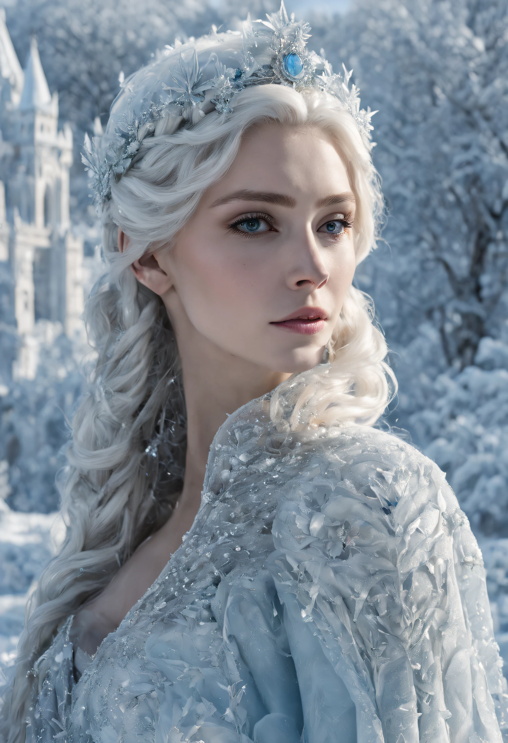 (frost, queen),(best quality,4k,8k,highres,masterpiece:1.2),ultra-detailed,(realistic,photorealistic,photo-realistic:1.37),(cold,icy,cooling,freezing,frigid:0.9),(mysterious,ethereal),(elegant,graceful),(winter,wonderland),(castle,crystal palace),(glittering,sparkling,shimmering:1.1),(snowflakes),(long flowing hair),(pale skin),(blue eyerost crown),(icy breath),(snow-covered landscape),(snowstorm),(frozen treerozen floweragical),(mesmerizing),(silvery)(portrait),(subtle,soft lighting),(faint,delicate,subdued colors)
INFO