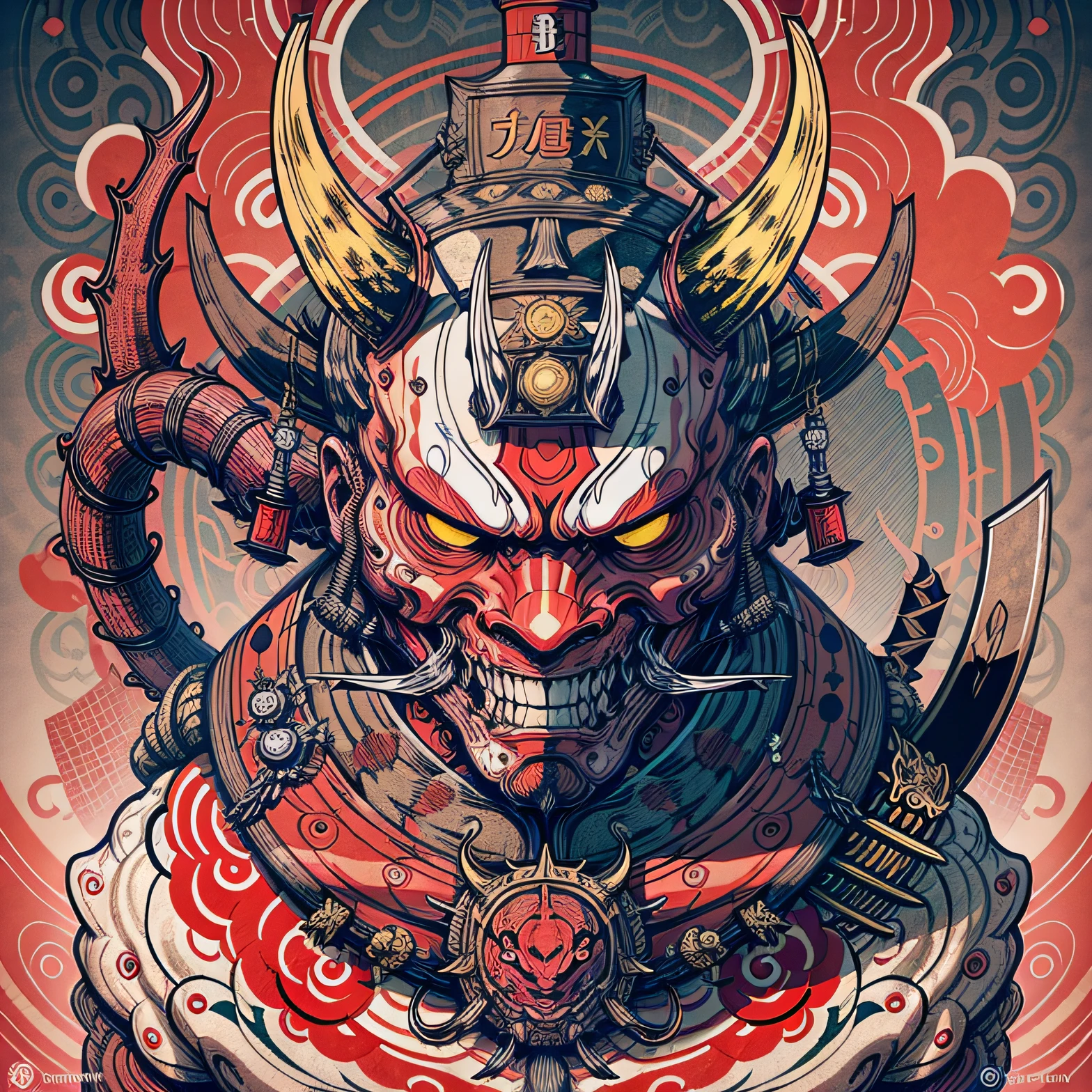 Hannya mask style of 0mib, illustrator, masterpiece, high quality, 8k ...