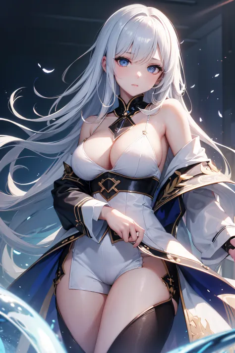 (masuter piece), (Best Quality), (Super Detail), (disheveled hair), (Illustration), (One girl), (interview), (Background transparency), beautiful detailed blue eyes, Delicate beautiful face, floating, (High color saturation), (shine), Focus on the chest, L...