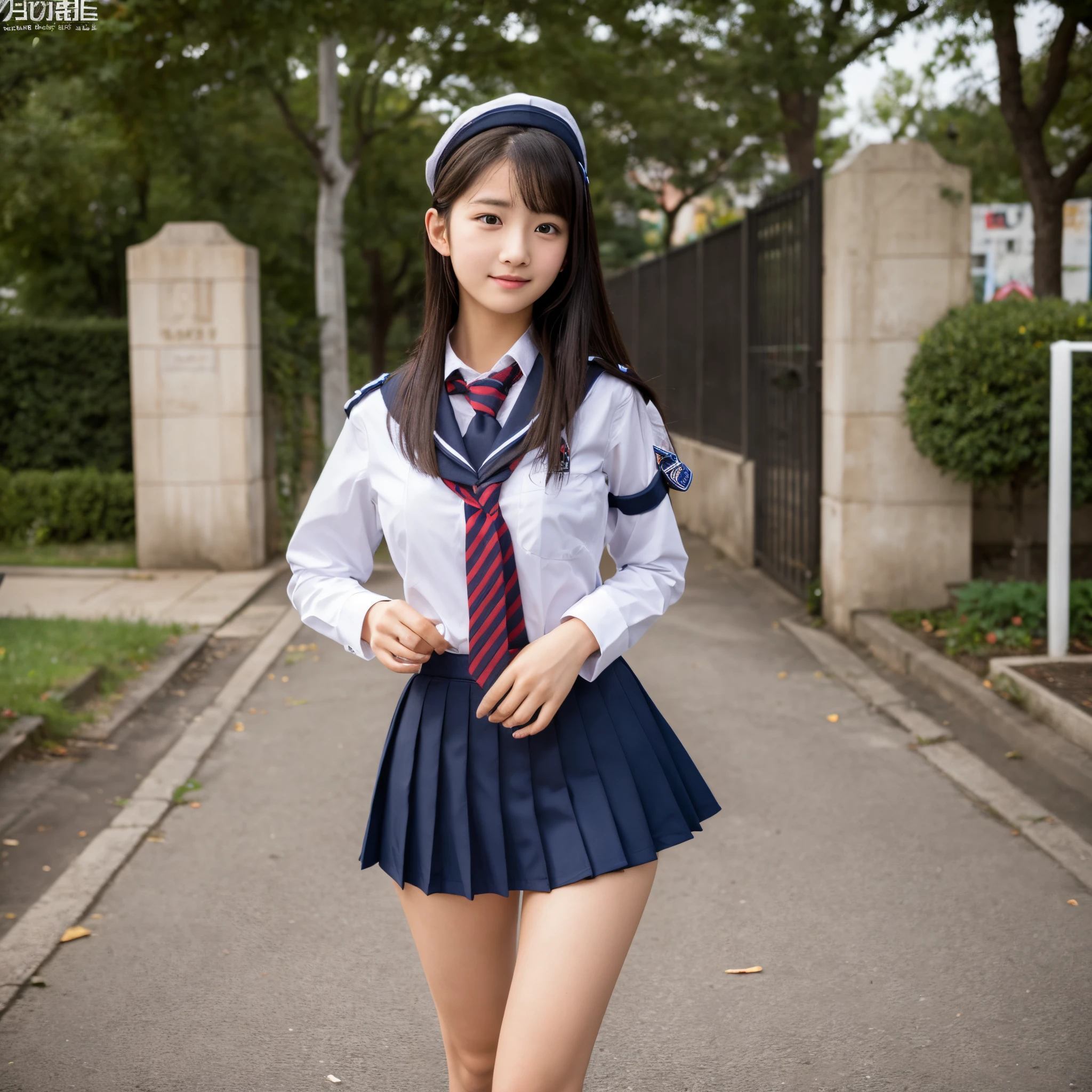 Arafed asian woman in a school uniform posing for a picture - SeaArt AI