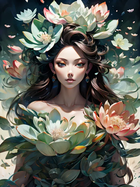 (a girl with long hair, beautiful detailed eyes, delicate chiseled nose, rosy lips), (anime),(oil painting), (vibrant colors),(l...