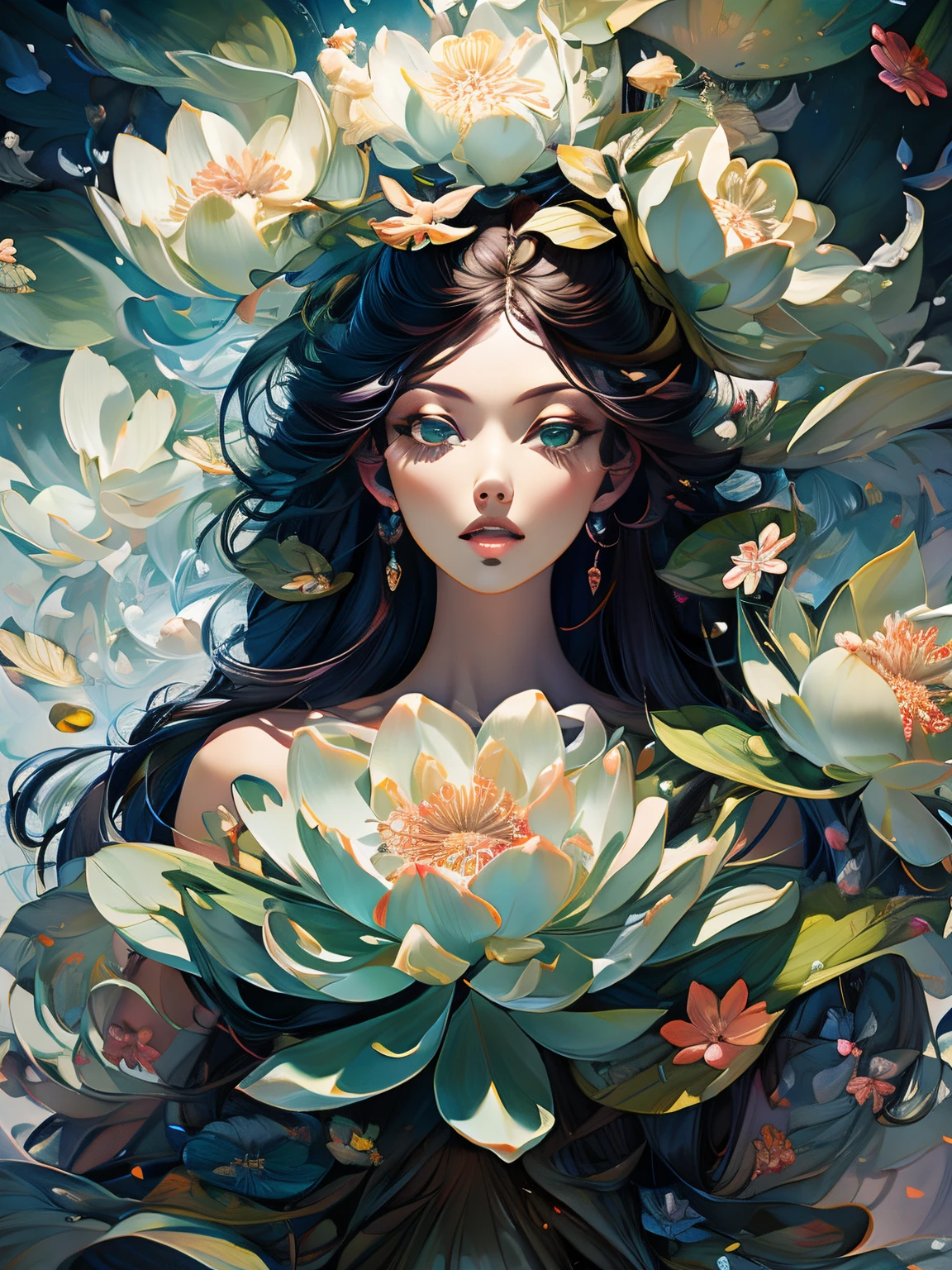 (a girl with long hair, beautiful detailed eyes, delicate chiseled nose, rosy lips), (anime),(oil painting), (vibrant colors),(lush green grass, colorful flowers in full bloom), (butterflies dancing in the air), (gentle sunlight filtering through the leaves), (best quality, highres, ultra-detailed),(dreamlike atmosphere),(soft lighting),(magical aura)