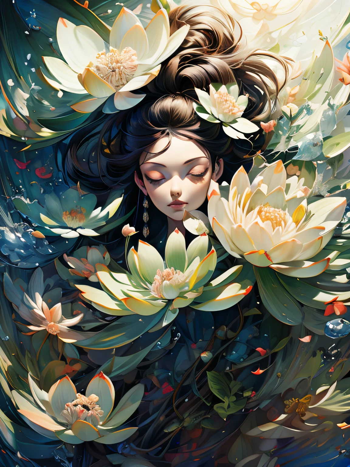 (a girl with long hair, beautiful detailed eyes, delicate chiseled nose, rosy lips), (anime),(oil painting), (vibrant colors),(lush green grass, colorful flowers in full bloom), (butterflies dancing in the air), (gentle sunlight filtering through the leaves), (best quality, highres, ultra-detailed),(dreamlike atmosphere),(soft lighting),(magical aura)