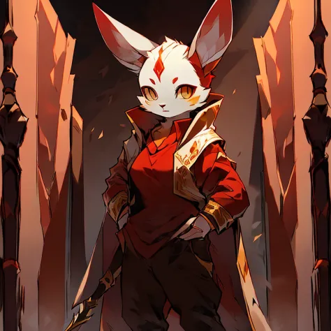 ( female white bunny)   ( guarding the titan ancient door  )  ( pure face  )   (Black pants with red symbol on it )   (yellow  e...