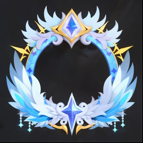 （2D overall blue tone avatar frame），Laser gradient effect wings，There are many blue and white transparent feathers on it，4K，high detal，Soft bright light，Clear focus，clean backdrop，（The best quality of a masterpiece：1.5），4K