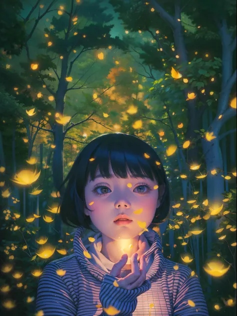 spirits among branches and fireflies by Kuvshinov, samdoesart, dreamlikeart, (((surrealism))), (Style-Glass)